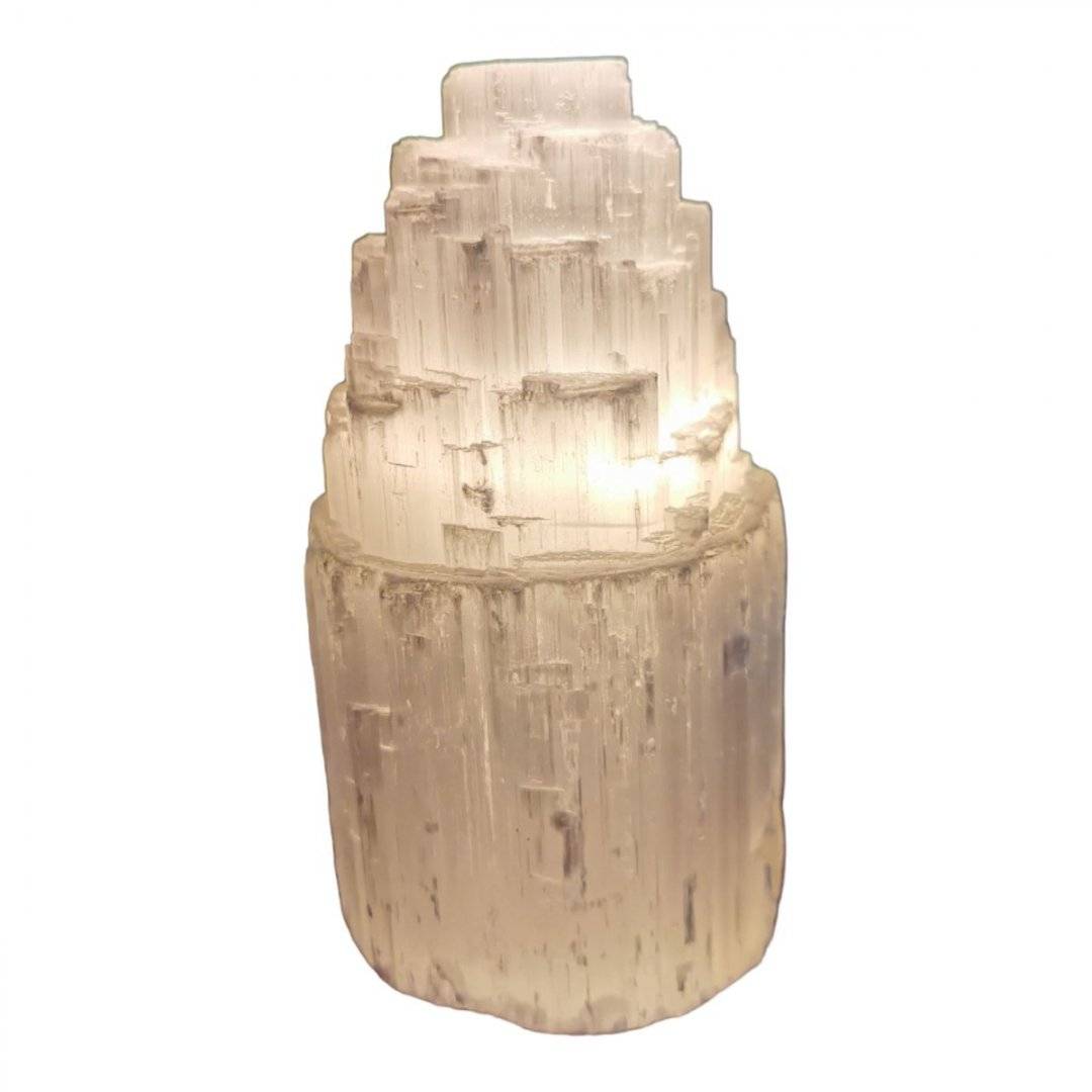 Lampa din selenit natural, 15 cm