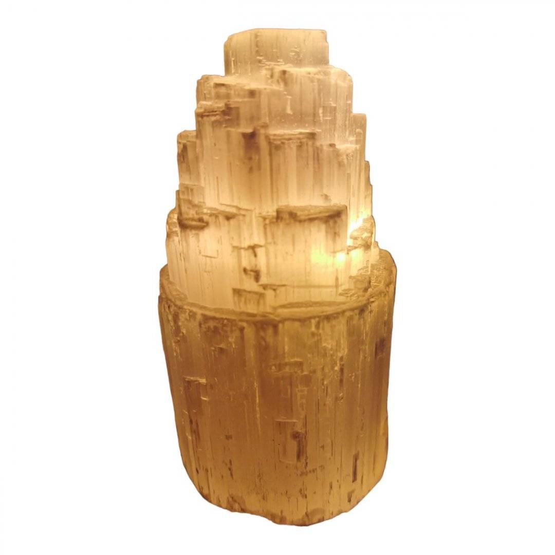 Lampa din selenit natural, 15 cm