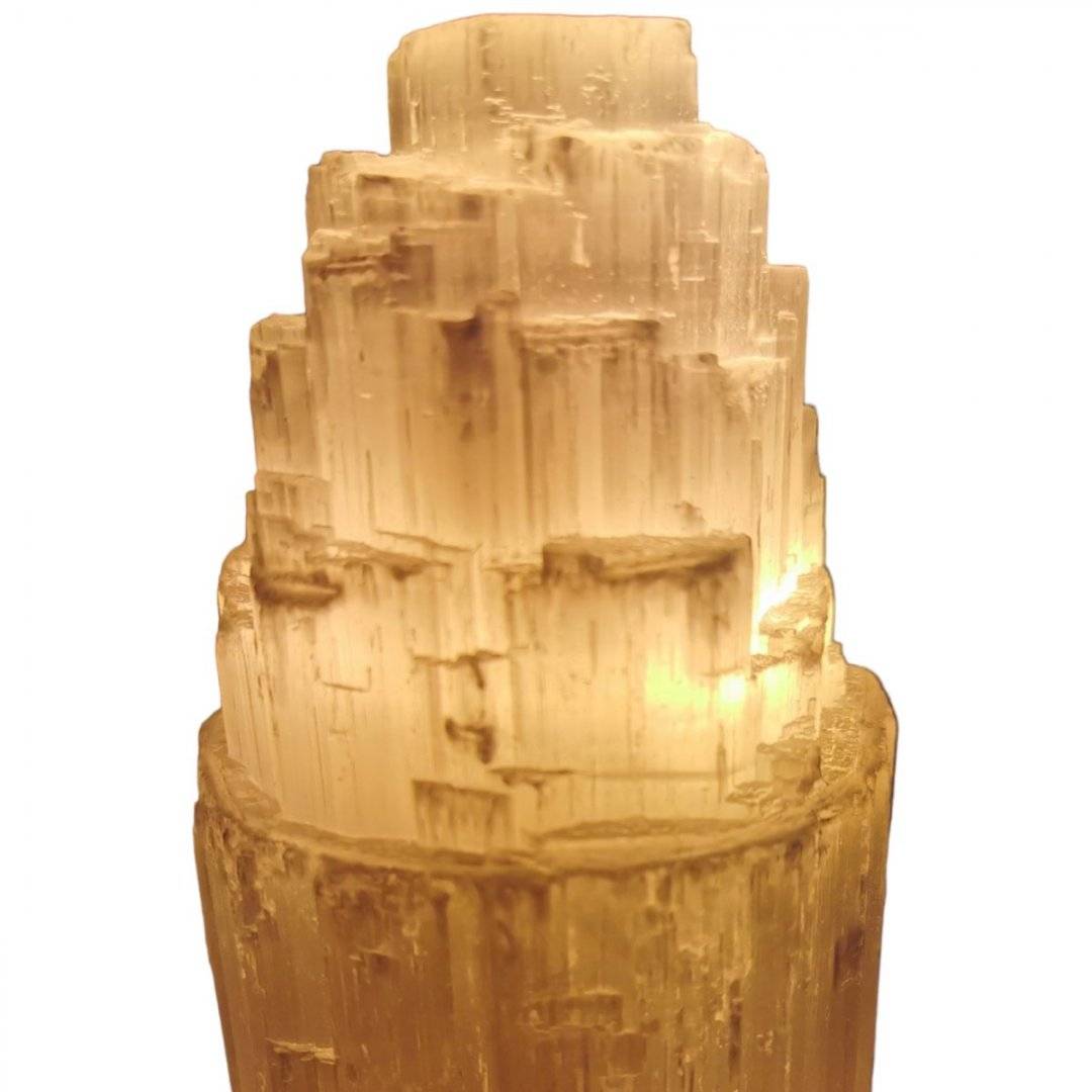 Lampa din selenit natural, 15 cm