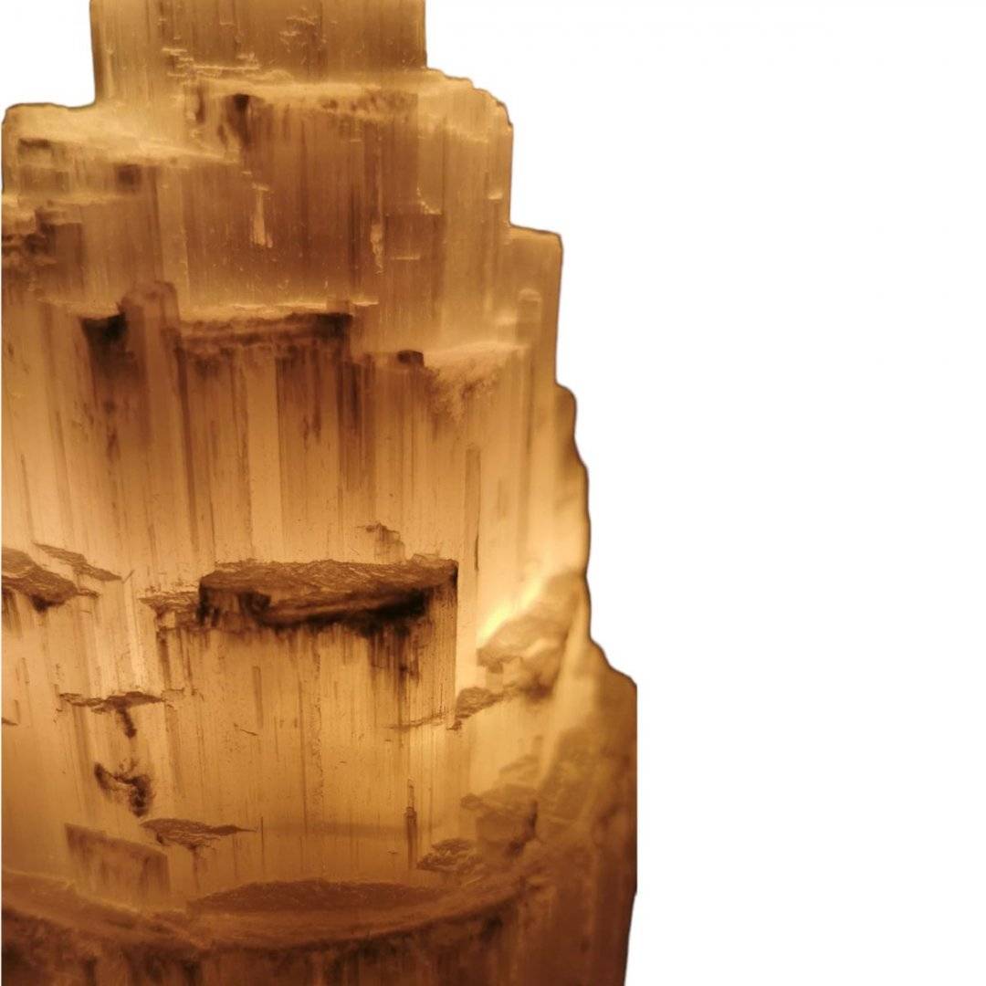 Lampa din selenit natural, 15 cm