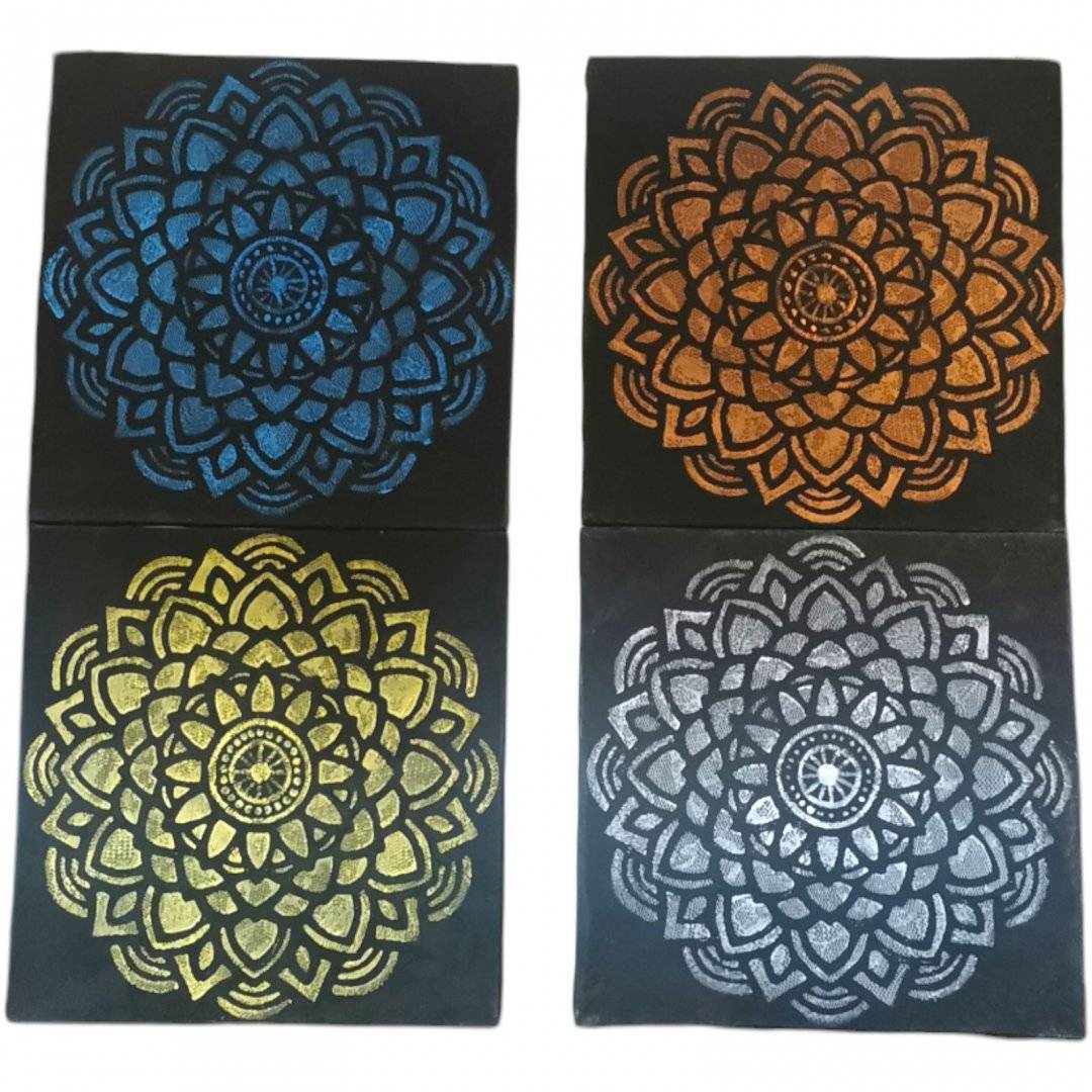 Set 4 tablouri Mandala 30 cm, pictate manual