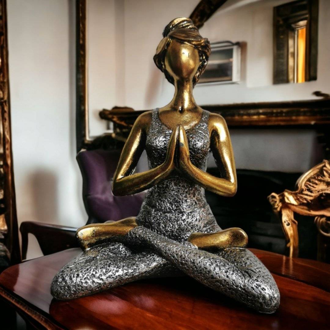 Statueta Yoga argintie - 24 cm