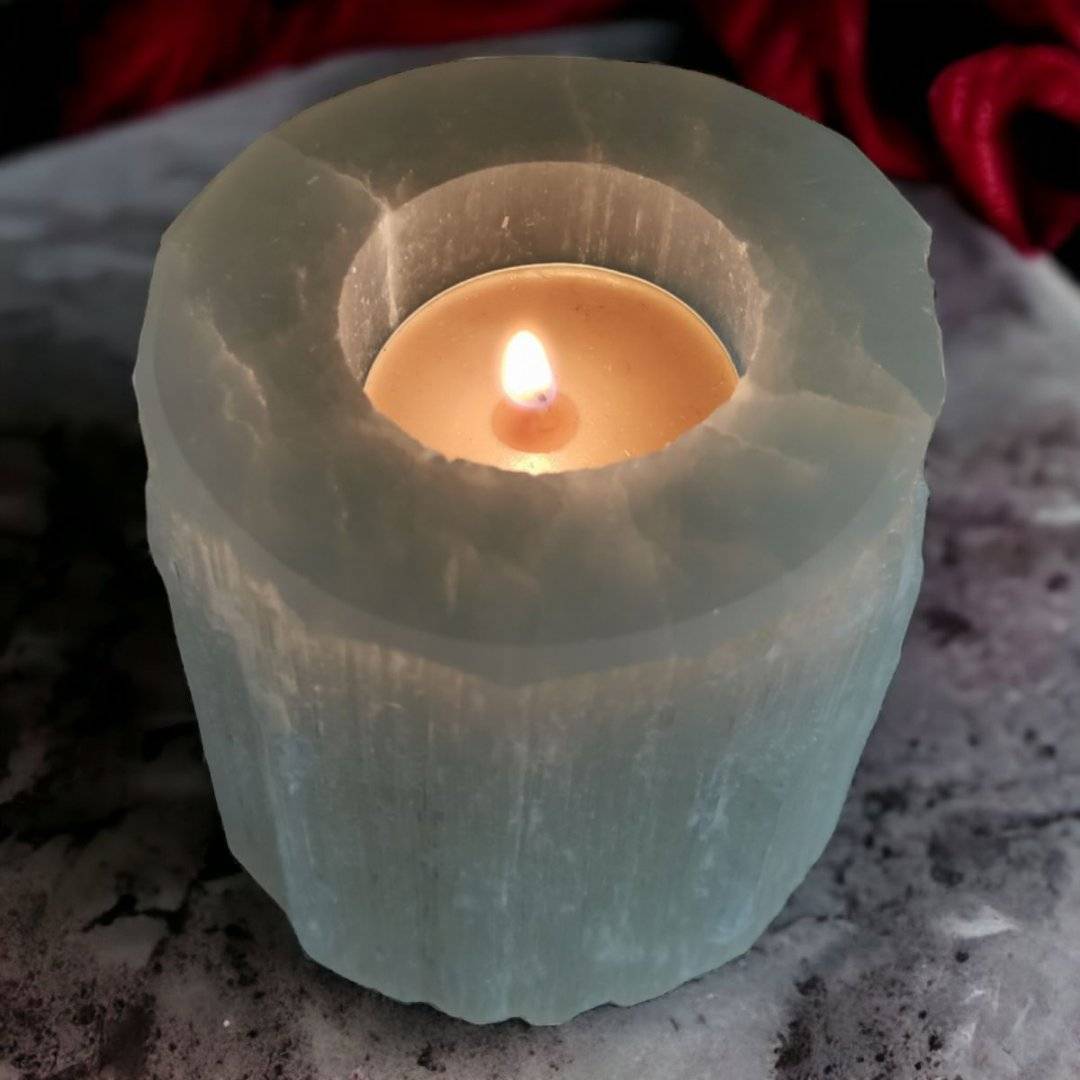 Suport lumanare din selenit, 8 cm