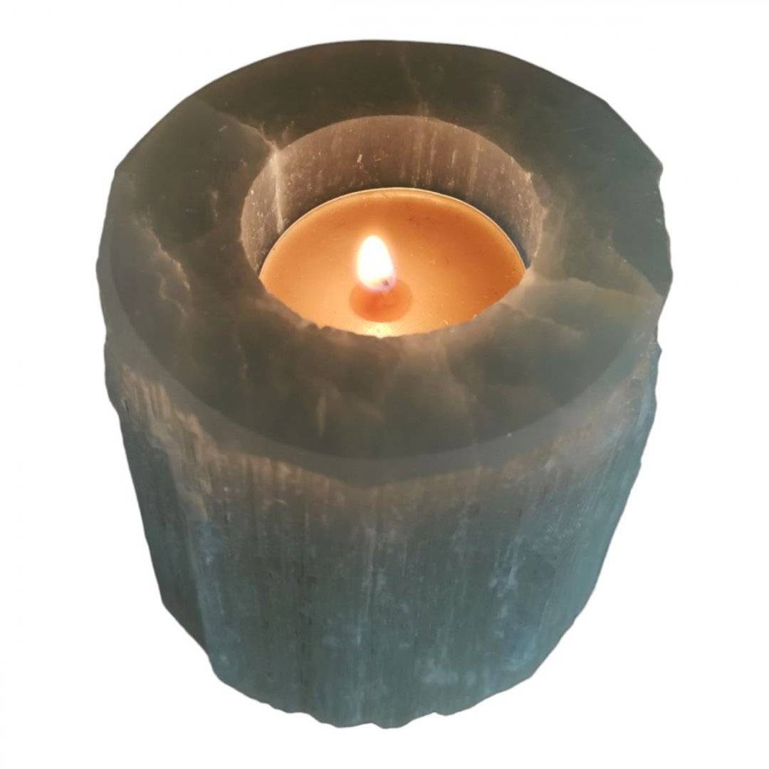 Suport lumanare din selenit, 8 cm