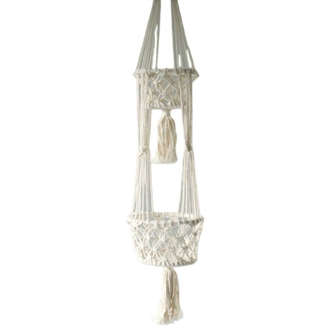 Suport plante dublu, suspendabil, din macrame