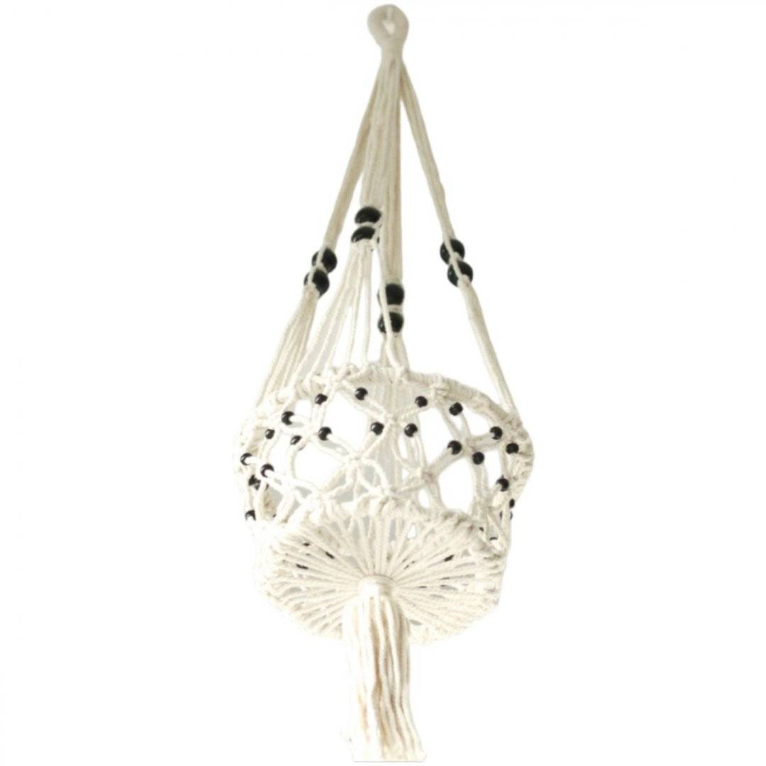 Suport plante suspendabil, din macrame, cu margele