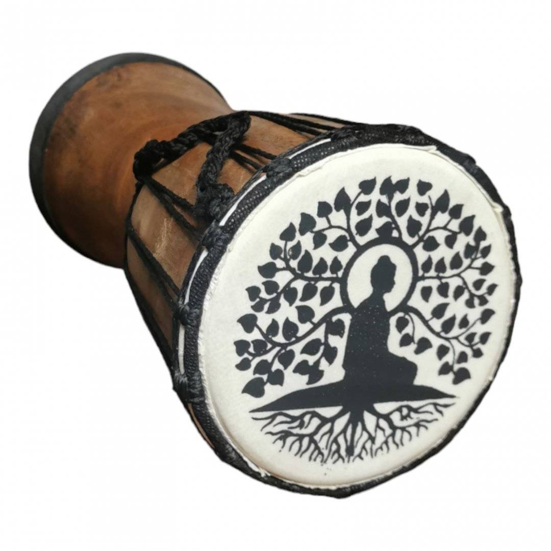 Toba Djembe din lemn si piele 25 cm, pictata manual