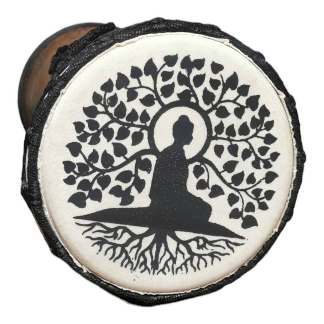 Toba Djembe din lemn si piele 25 cm, pictata manual